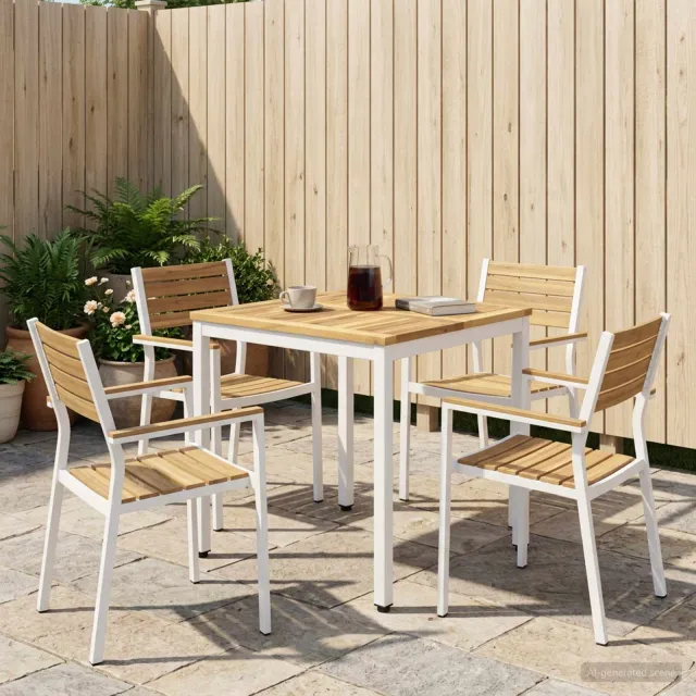 vidaXL Tuindiner tafel NAARDEN Witgewassen 60 x 60,5 x 75 cm Bruin