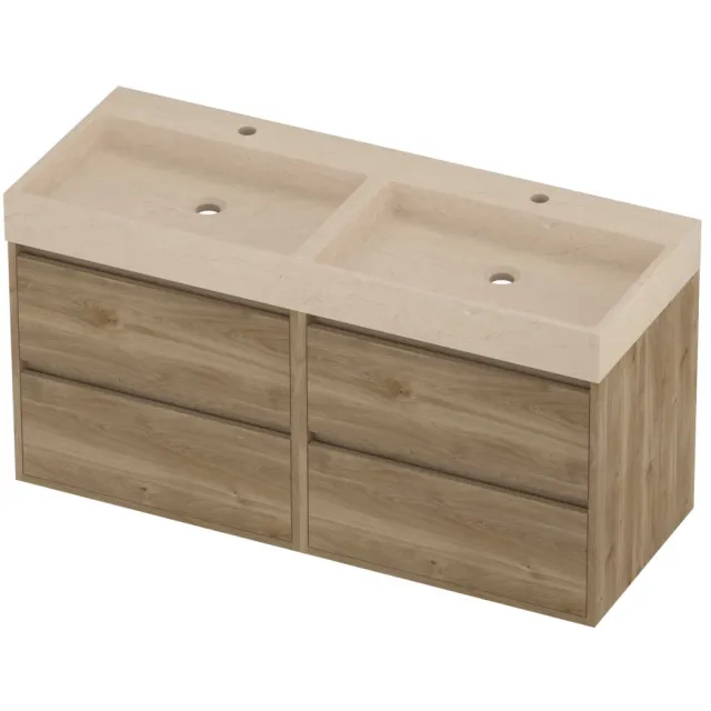 Proline Evoli Badmeubelset Hardsteen Loft Greeploos 120x46x62 cm Sand Stone Cider Oak Eiken