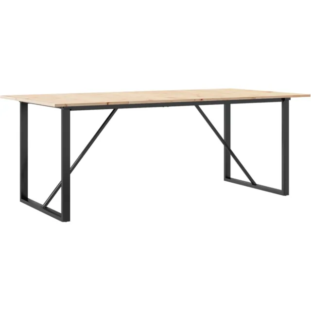vidaXL Eettafel - O-frame - 200x100x75 - cm - massief - grenenhout - en - staal Bruin