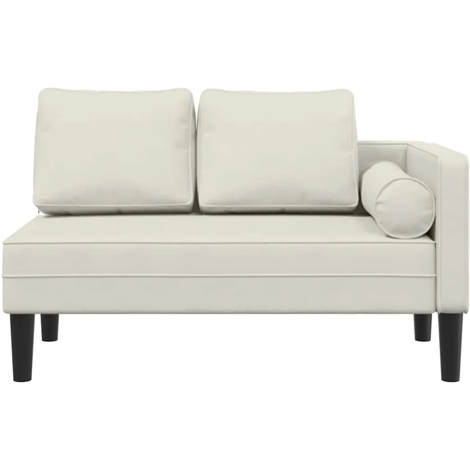 vidaXL Chaise longue met kussens fluweel crèmekleurig