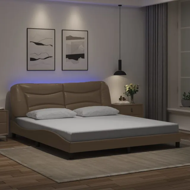 vidaXL Bedframe met LED zonder matras "Hvar" cappuccino 180x200 cm Bruin