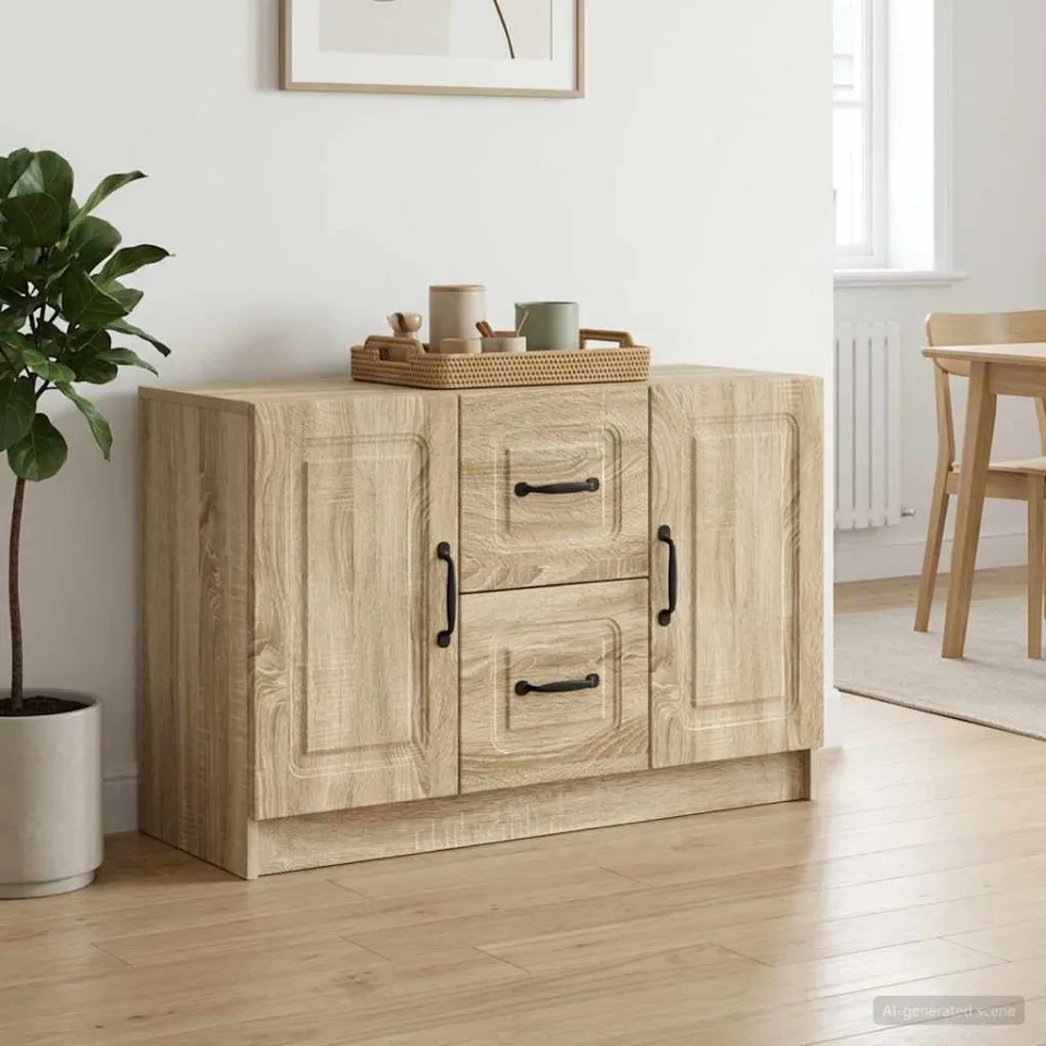 vidaXL Dressoir Sonoma Eiken 89 x 34,5 x 57 cm Bewerkt hout, foto 3