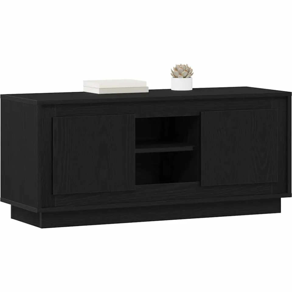 vidaXL TV-kast 102 x 35 x 45 cm Zwart Eiken Bewerkt hout