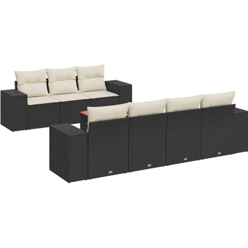 vidaXL 8-delige Loungeset met kussens poly rattan zwart, foto 3