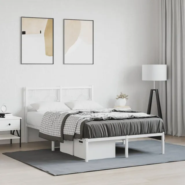 vidaXL Bedframe met hoofdbord metaal wit 120x200 cm