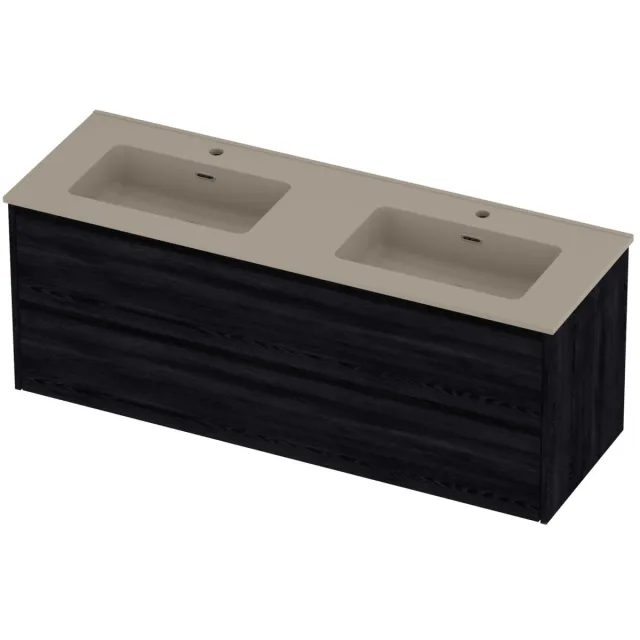 Proline Tribute Badmeubelset Porselein Elegant 2 Gaten 140x46x54 cm Mat Crème Cotton Black Oak Eiken