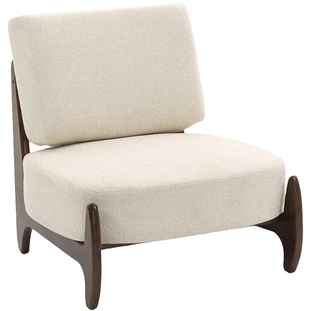 CreateEcom stoel - fauteuil - relaxstoel - loungestoel - fauteuil van chenille voor de woonkamer - comfortabele stoel voor de slaapkamer - Japandi stijl - met dik kussen en zachte bekleding - 72 x 73,5 x 81 cm - crèmekleurig creme