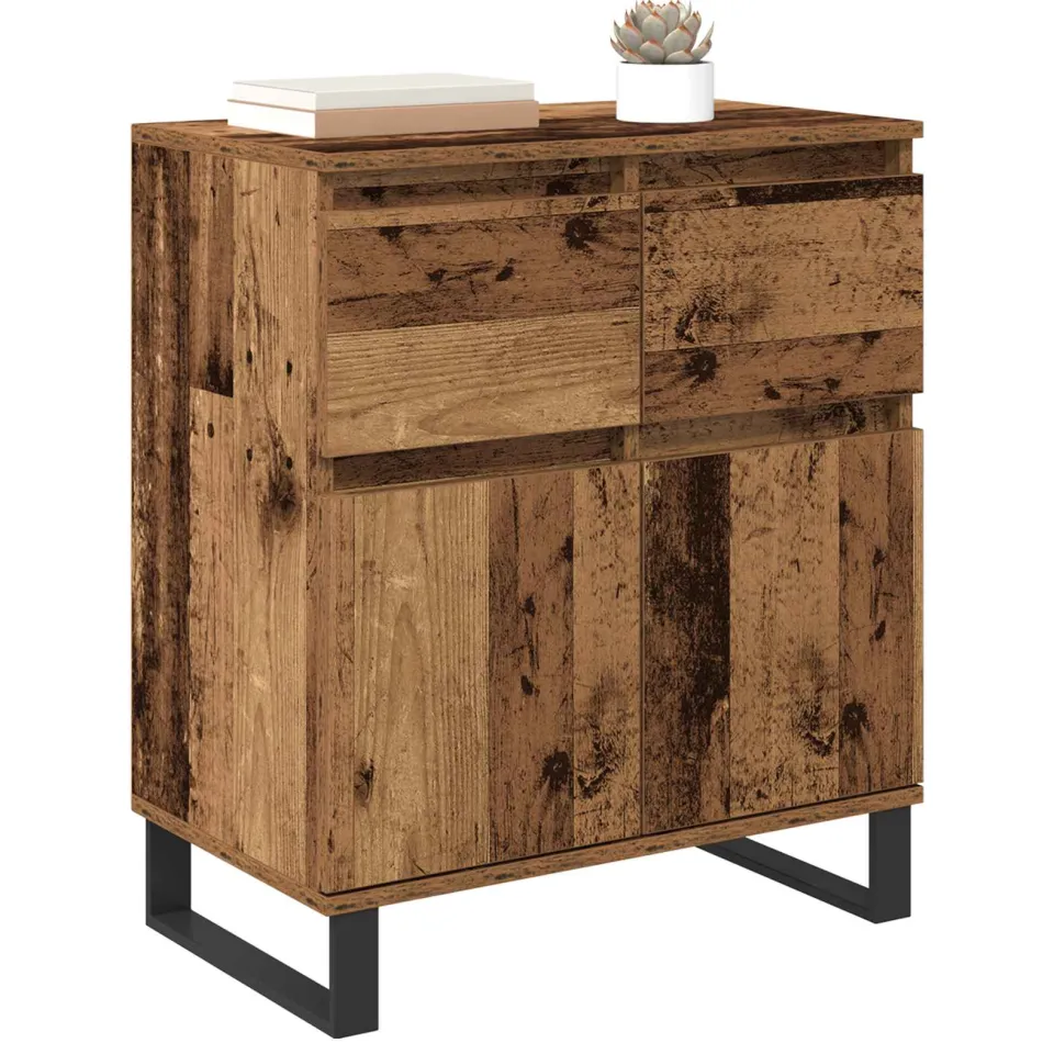 vidaXL Dressoir Oud Hout 60 x 35 x 70 cm Gemonteerd hout en ijzer Bruin