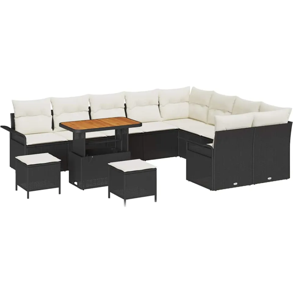 vidaXL Tuinbankenset 12 st Zwart poly rattan