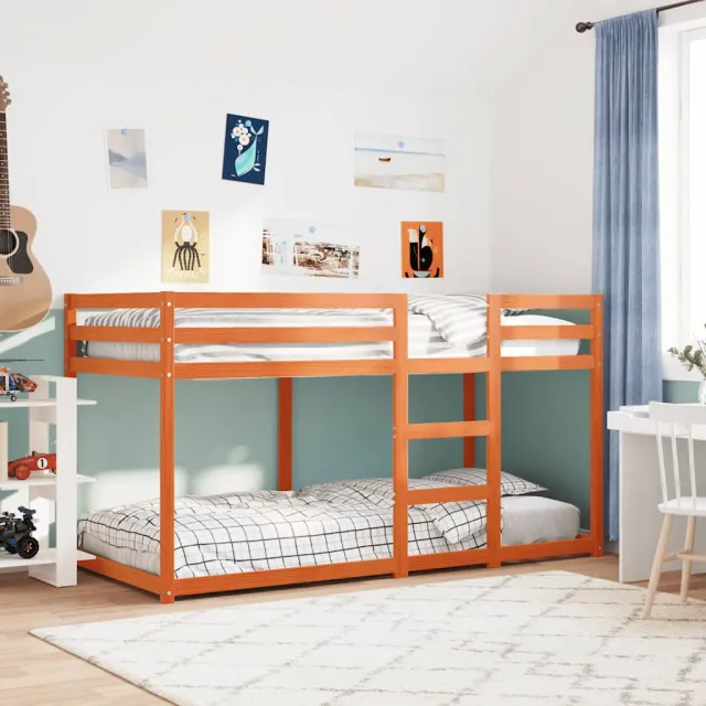 vidaXL Stapelbed massief grenenhout wasbruin 90x200 cm bruin