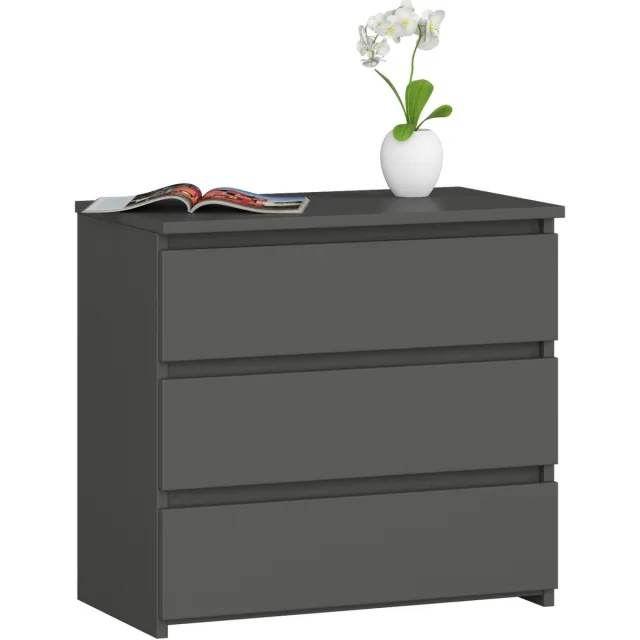 Akord Nachtkastje CL3 met 3 Lades / AKORD Furniture Factory / Grafietgrijs / 60 x 57 x 35 cm