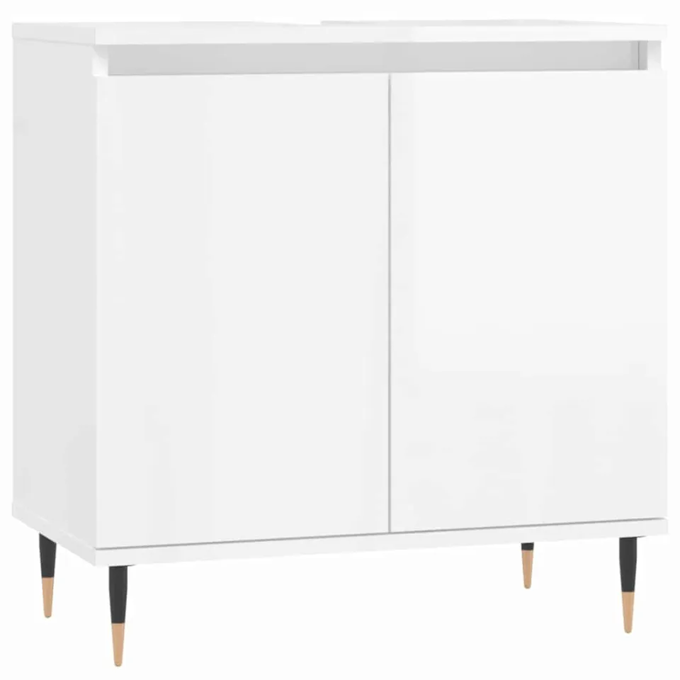vidaXL Badkamerkast 58x33x60 cm bewerkt hout hoogglans wit, foto 3