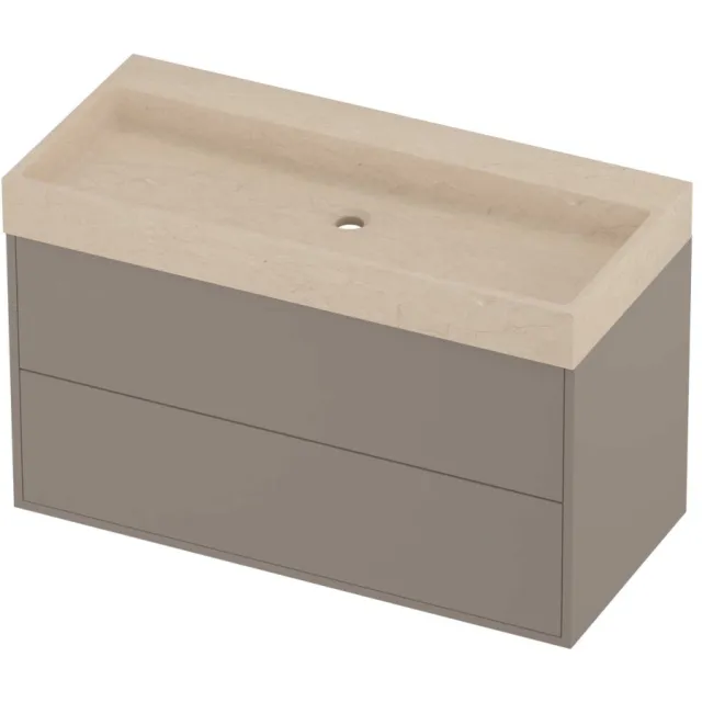Proline Evoli Badmeubelset Hardsteen Loft 2 Laden 100x46x62 cm Sand Stone Clay Beige