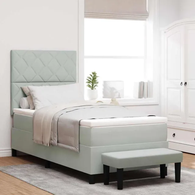 vidaXL Boxspring bed met hoofdeinde Lichtgrijs 200 x 90 cm Fluweel