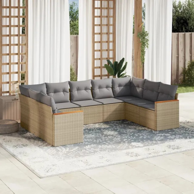 vidaXL Patio Sofa Set 9-zits Gemengd beige, foto 2