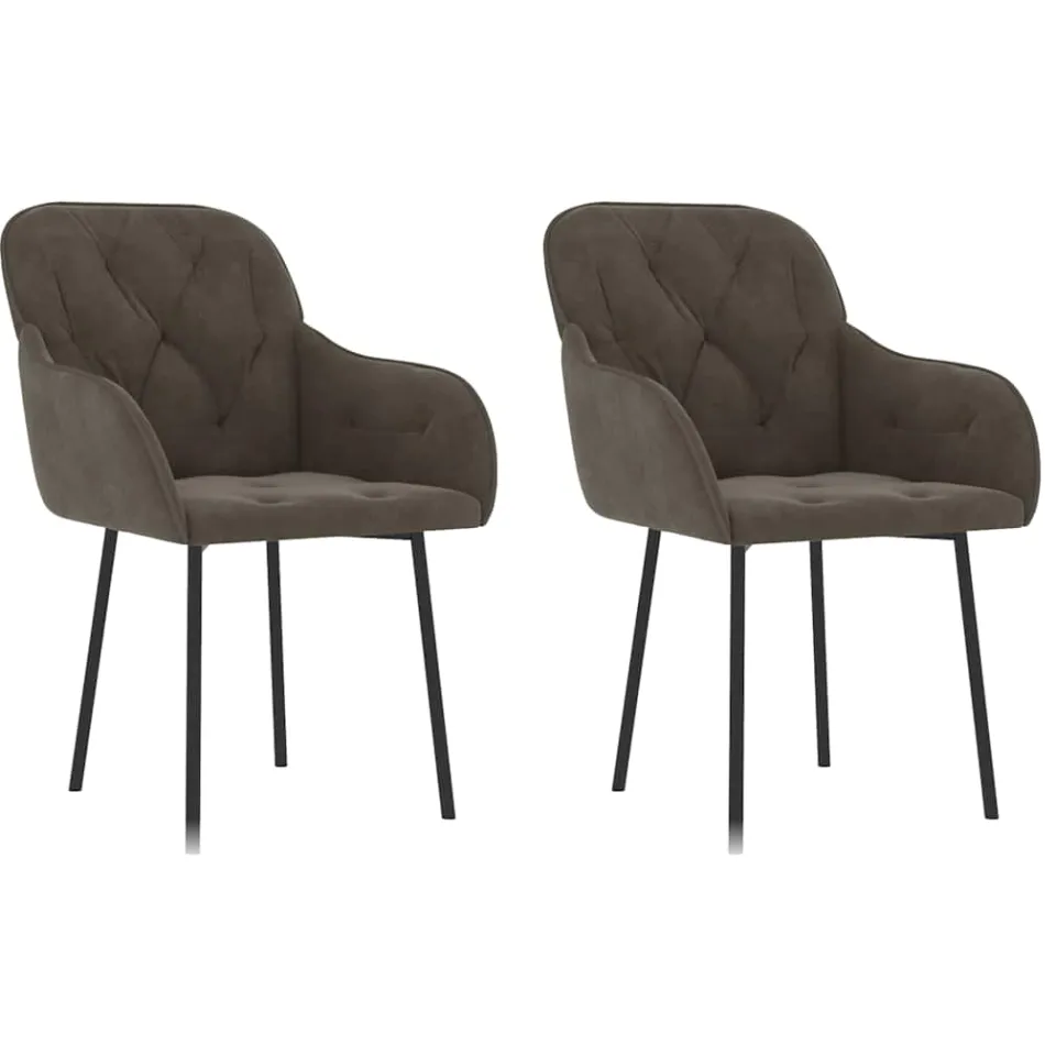 vidaXL Eetkamerstoelen 2 st fluweel donkergrijs grijs, foto 3