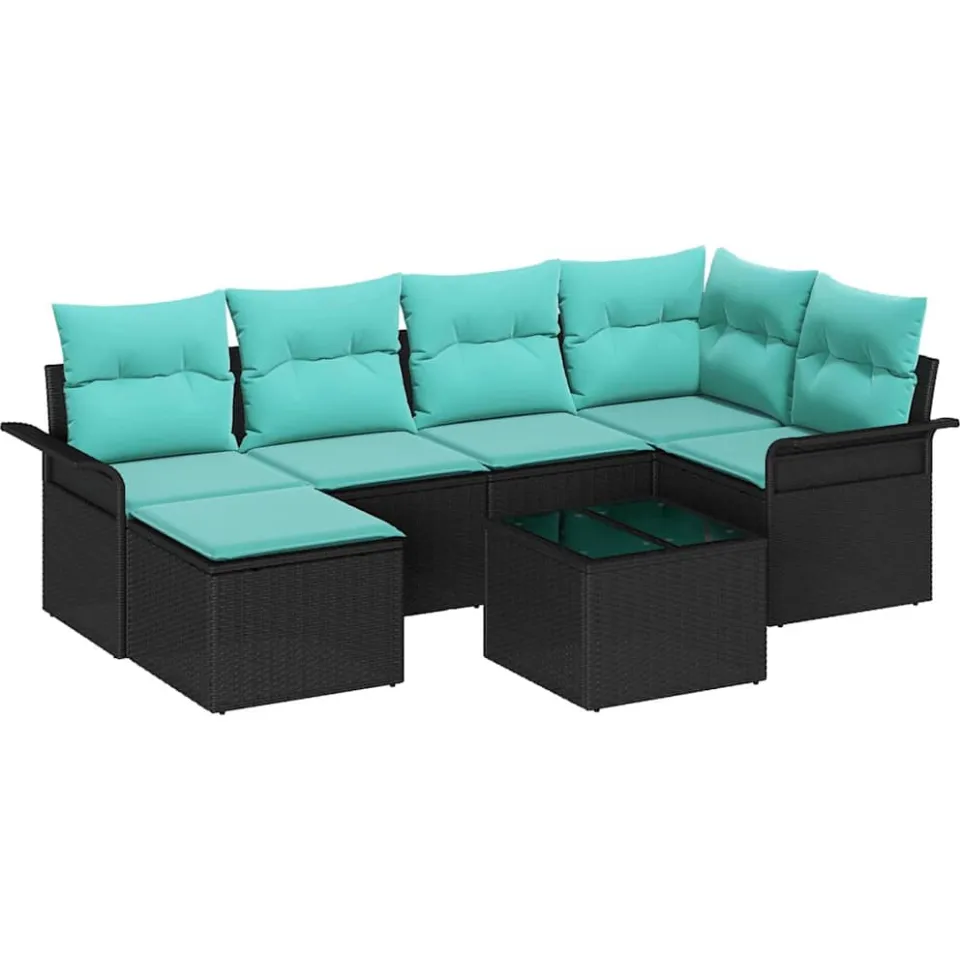 vidaXL Tuin Sofa Set 7 st Zwart poly rattan