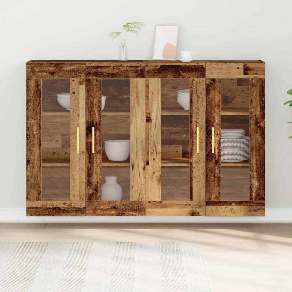 vidaXL Wandkasten 2 st Oud Hout 69,5 x 34 x 90 cm Bewerkt hout bruin, foto 4