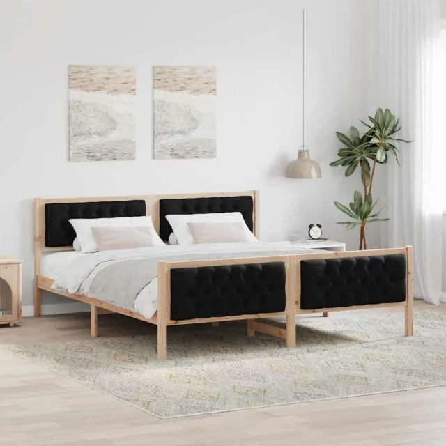 vidaXL Bedframe met hoofdeinde Zwart 160 x 200 cm Massief grenenhout Bruin