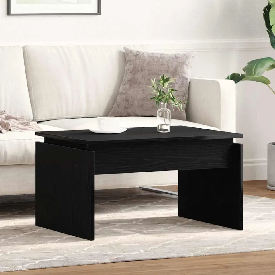 vidaXL Salontafel Zwart Eiken 68 x 50 x 38 cm Bewerkt hout, foto 4