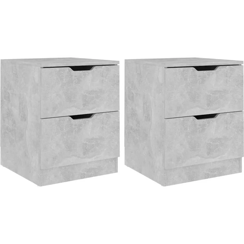 vidaXL Nachtkastjes 2 st 40x40x50 cm bewerkt hout betongrijs grijs, foto 3