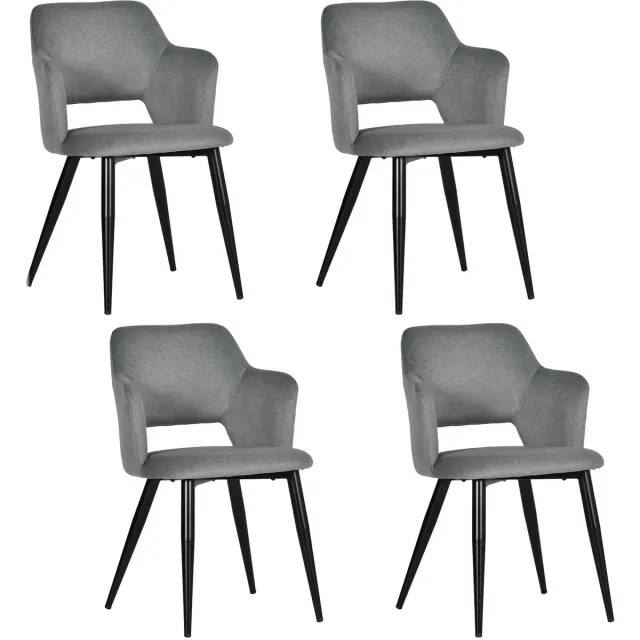 MEUBLE COSY Eetkamerstoelen - Set van 4 Scandinavische Stof & Metaal - Lichtgrijs