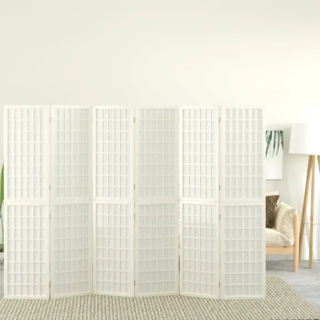 vidaXL Kamerscherm inklapbaar 6 panelen Japanse stijl 240x170 cm wit, foto 2