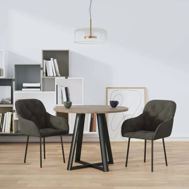 vidaXL Eetkamerstoelen 2 st fluweel donkergrijs grijs, foto 2