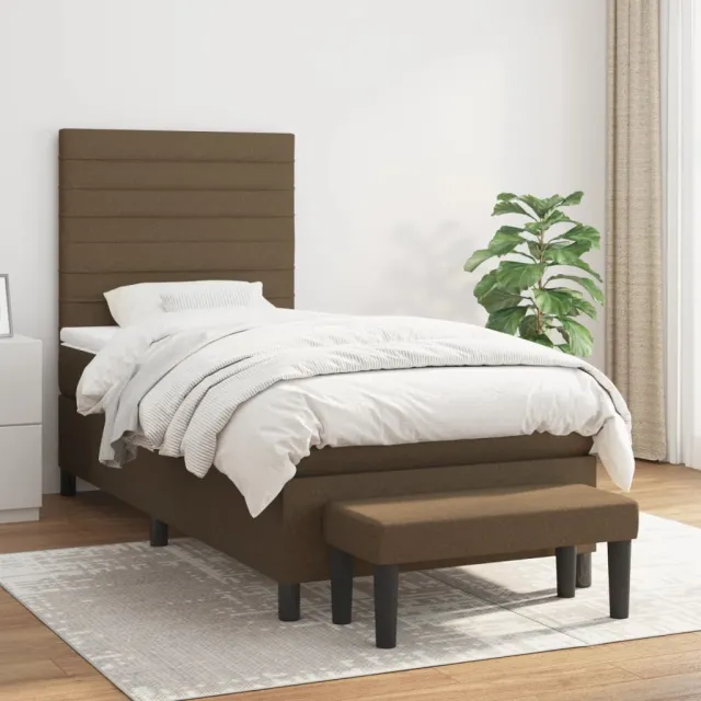 vidaXL Boxspring met matras stof donkerbruin 80x200 cm bruin