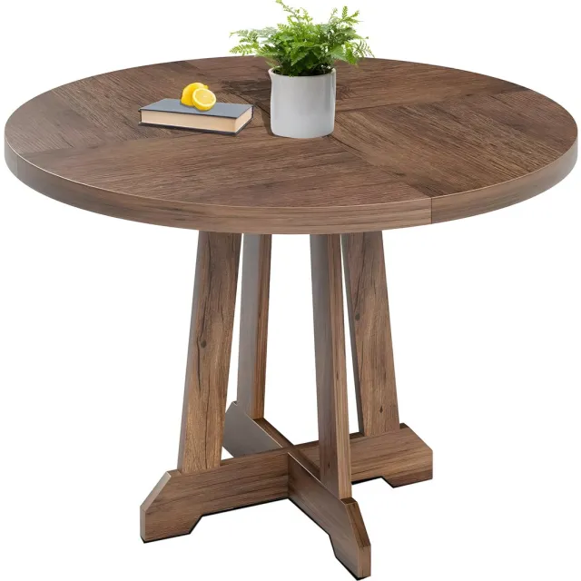 Happiq Ronde Eettafel 120 cm - Houten Boerderijstijl - Bruin Brown