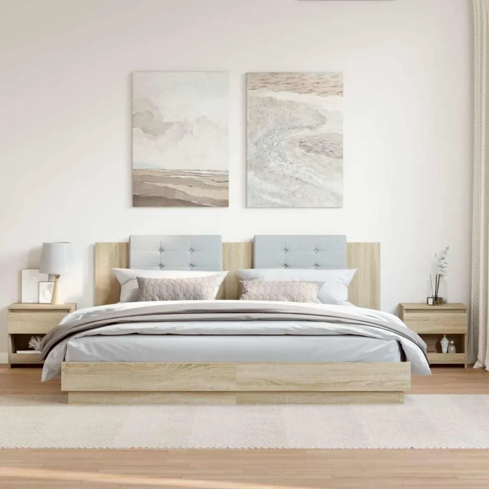 vidaXL Nachtkastjes 2 st 40x30x39 cm bewerkt hout sonoma eikenkleurig, foto 4