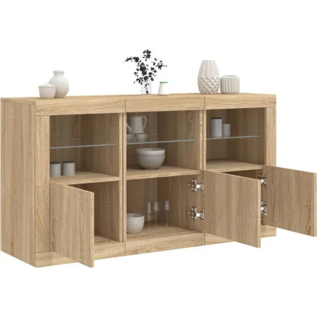 vidaXL Dressoir met LED-verlichting 123x37x67 cm sonoma eikenkleurig Bruin