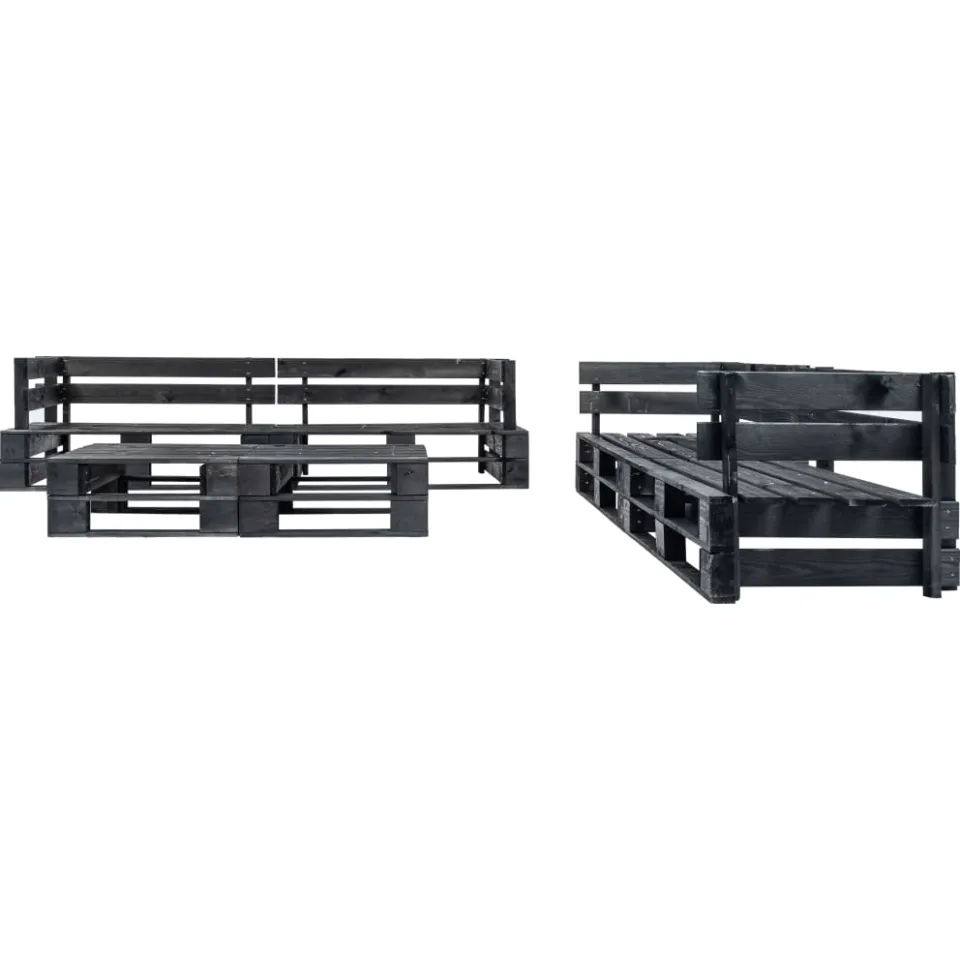 vidaXL 6-delige Loungeset pallet hout zwart, foto 2