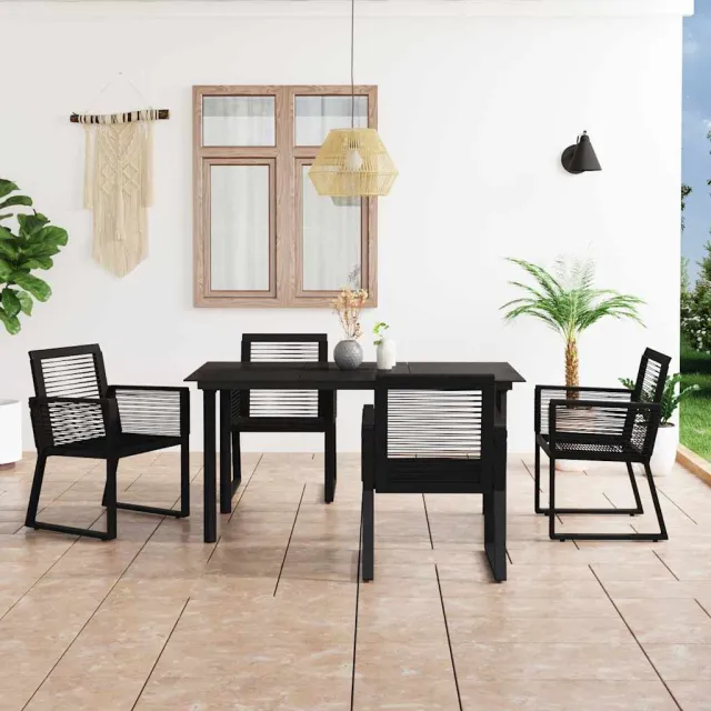 vidaXL 5-delige Tuinset PVC-rattan zwart, foto 2