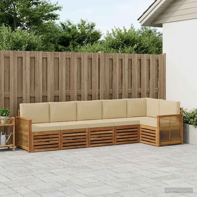 vidaXL Buiten bankenset 6 st 6-zits Natuurlijk en Beige
