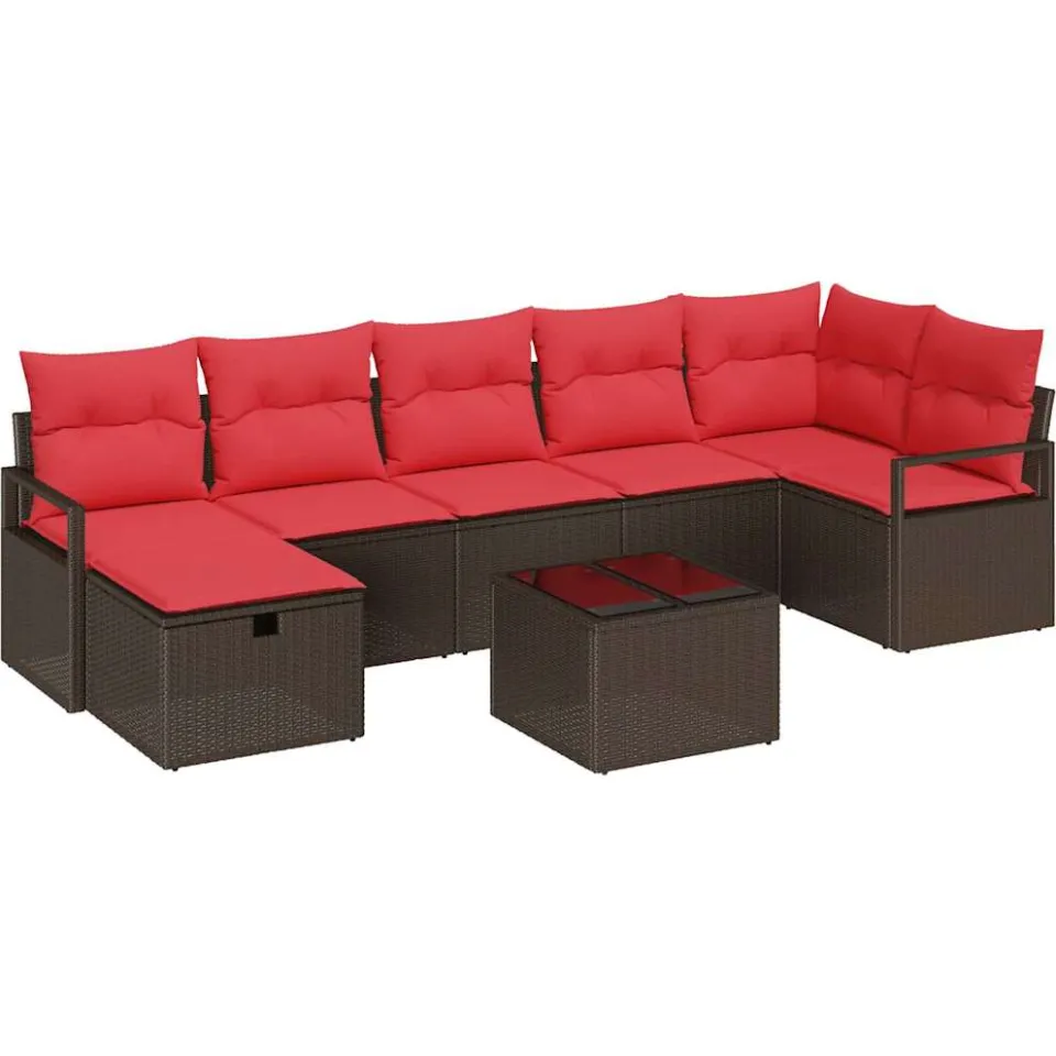vidaXL Bankstel 5 st poly rattan Bruin