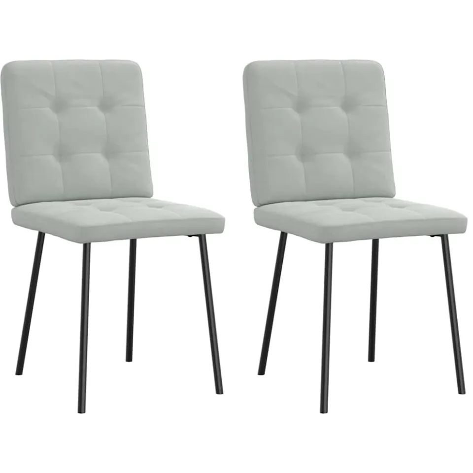 vidaXL Eetkamerstoelen 2 st fluweel lichtgrijs grijs, foto 3