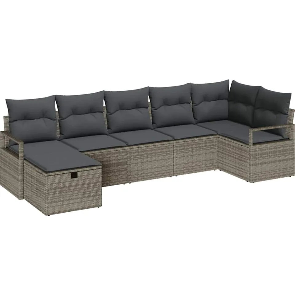 vidaXL Bankstel 5 st poly rattan Grijs