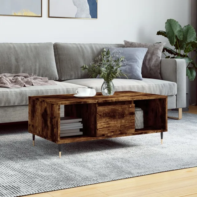 vidaXL Salontafel 90x50x36,5 cm bewerkt hout gerookt eikenkleurig, foto 2