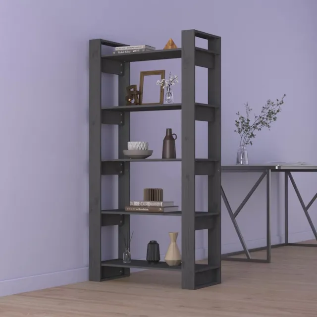 vidaXL Boekenkast/kamerscherm 80x35x160 cm massief hout grijs, foto 2