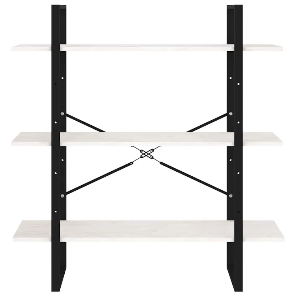 vidaXL Boekenkast met 3 schappen 100x30x105 cm massief grenenhout wit, foto 4