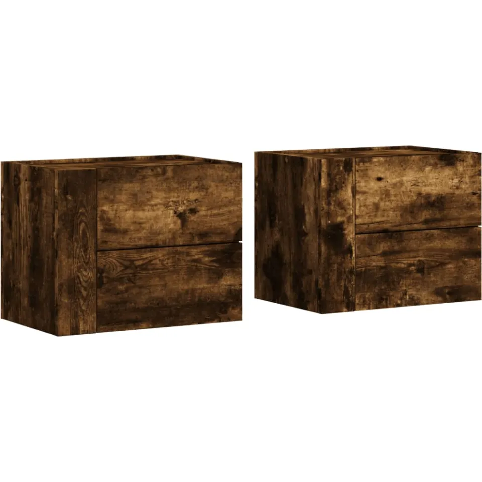 vidaXL Nachtkastjes 2 st wandgemonteerd 45x30x35 cm gerookt eikenkleur, foto 3
