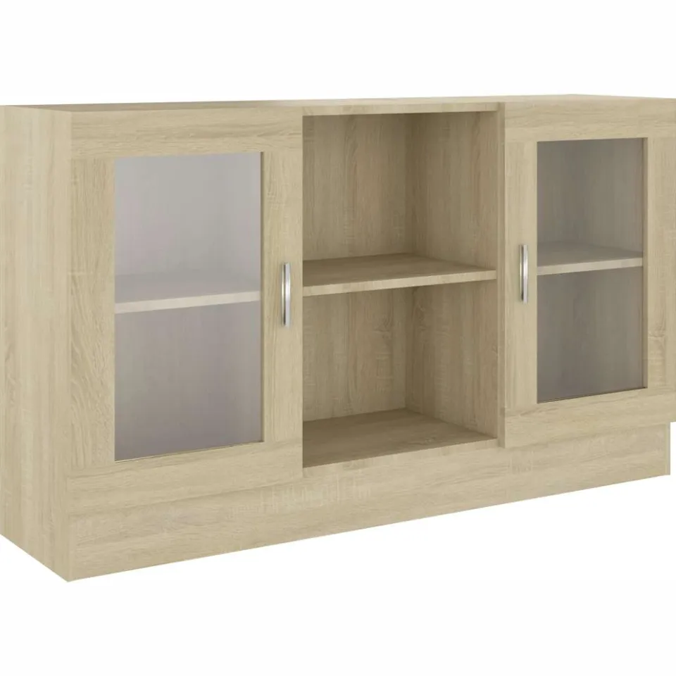 vidaXL Vitrinekast 120x30,5x70 cm bewerkt hout sonoma eikenkleurig, foto 3