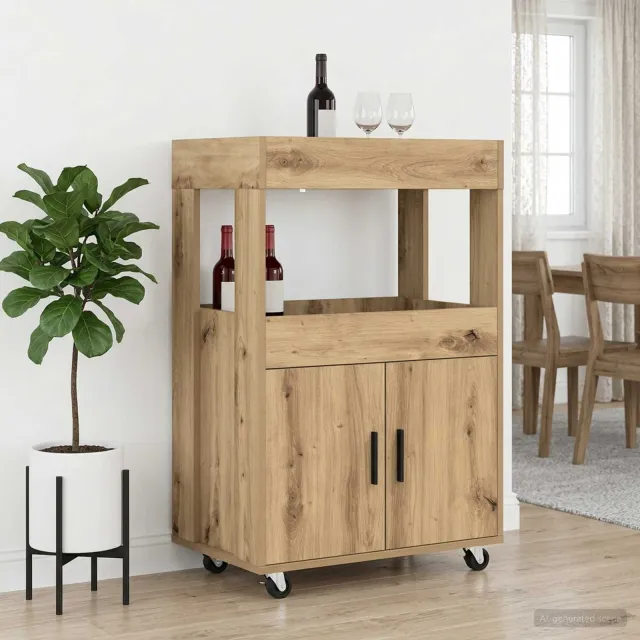 vidaXL Bar Kar Artisanaal eiken 60 x 39,5 x 89 cm Bewerkt hout Bruin