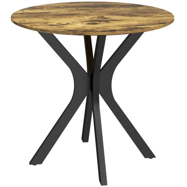ZYLARO Eettafel - Ronde Keukentafel Voor 2 Personen - Gepoedercoat Stalen Frame - Ø78 cm - Rustiek Bruin