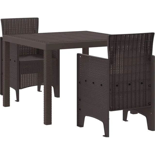 vidaXL Tuin Eetset 3 st Bruin Polypropyleen