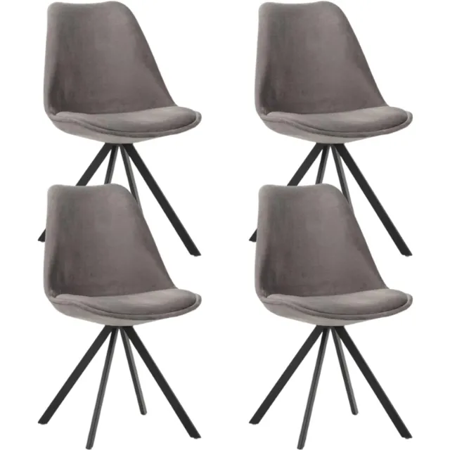 Dimehouse Set van 4 Eetkamerstoelen Jace Velvet Grijs - Zonder Armleuningen - Stof - Design Antraciet