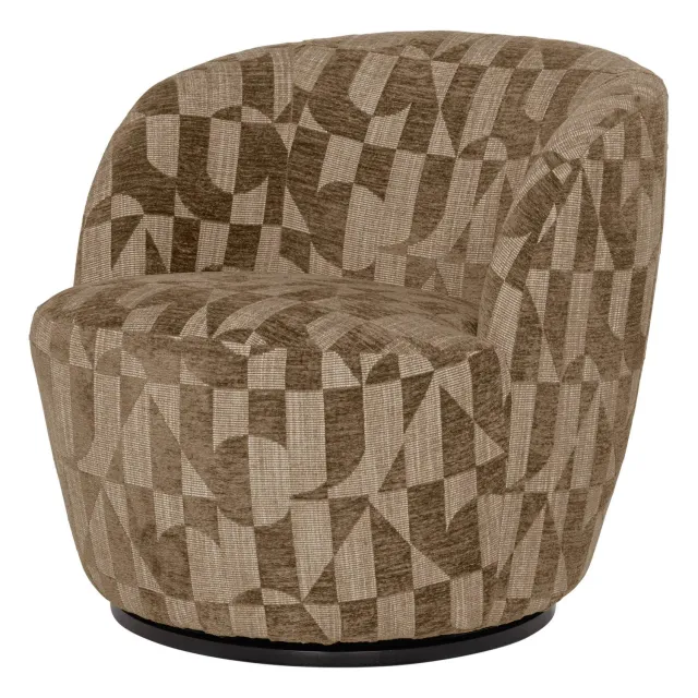 WOOOD Serra Draaifauteuil - Grafisch Patroon - Oudroze - 68x70x77 olive green