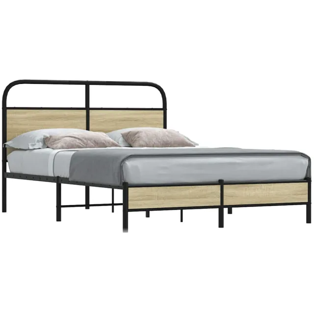 vidaXL Bedframe zonder matras bewerkt hout sonoma eikenkleur 120x190cm