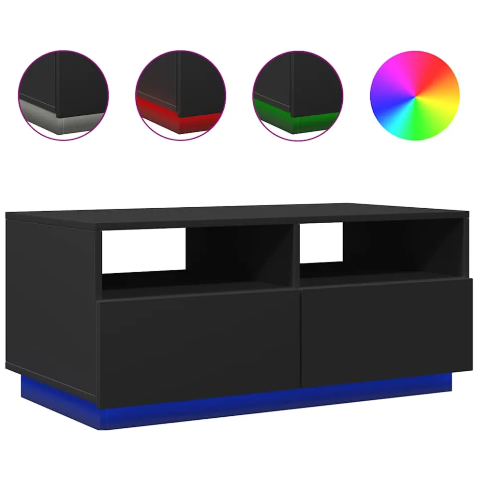 vidaXL Salontafel met LED-verlichting 90x49x40 cm zwart